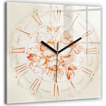 Hodiny Čtvercové Skleněné Nástěnné Hodiny do Obývacího Pokoje s Římským Vzorem 60x60 cm