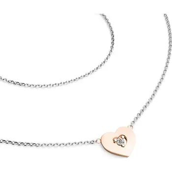 Náhrdelník Dámský náhrdelník zlato mix 585/1000 přírodní diamant G/SI srdce 10874-NH01-BCV-DIA délka 40 cm