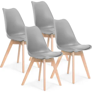 Sada 4 jídelních židlí se sedákem z ekokůže ModernHome - šedá KOMPLET PC-003 GREY