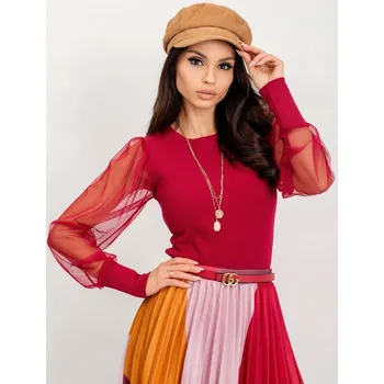 Dámská halenka Dámská bordó halenka s balonovými rukávy RV-BZ-5192.16-burgundy Velikost: S