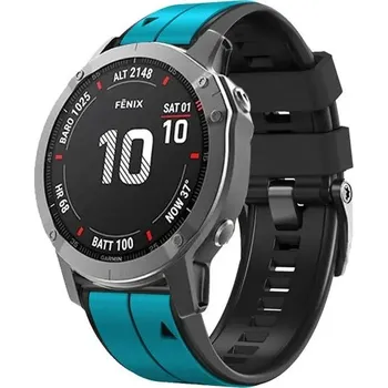 Řemínek na hodinky Double silicon Garmin QuickFit řemínek 22mm - Tyrkys/Černý IR-AWGW-0303