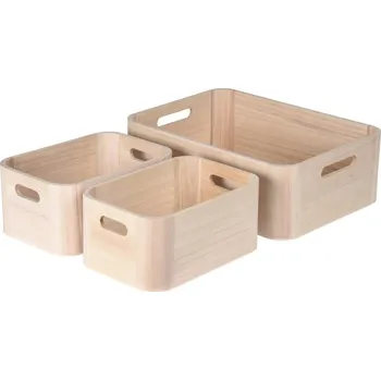 Úložný box Excellent Sada dřevěných úložných boxů 3 ks přírodní