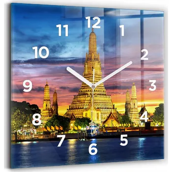 Hodiny Skleněné Hodiny s potiskem Tiché Klasické Nástěnné Chrám v Bangkoku