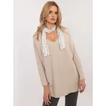 Béžový dámský oversize svetr s výstřihem do V DHJ-BZ-19226.91-beige Velikost: ONE SIZE