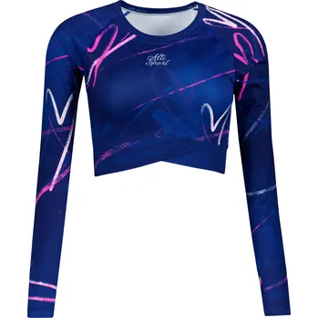 Dámské tričko Dámský funkční crop top s dlouhým rukávem premium ALTISPORT VOJ/ALW082TR04 TMAVĚ MODRÁ XL