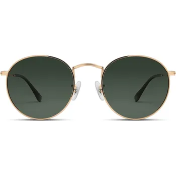 Sluneční brýle Polarizační kulaté sluneční brýle z chirurgické oceli zlaté barvy s zelenými čočkami - Lucleon