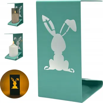 Svíčka Tyrkysový velikonoční hřbitovní svíčka se zajíčkem, DĚTSKÝ, ODOLNÝ, výška 20 cm