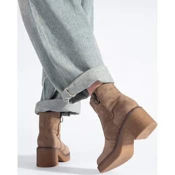 Dámské kozačky Béžové semišové kotníkové boty na sloupku Sergio Leone TR926COF Velikost: 39