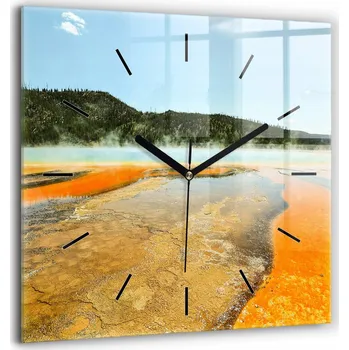 Hodiny Velké Skleněné Hodiny s potiskem Nástěnné Tiché ručičky Jezero s Horami