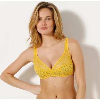 Podprsenka Sada 2 podprsenek Tropea z pružné bavlny a krajky, s potiskem, bez kostic růžová+žlutá 95