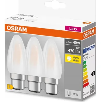 Žárovka 3x LED žárovka B35 B22d 4W = 40W 470lm 2700K Teplá Bílá FILAMENT OSRAM