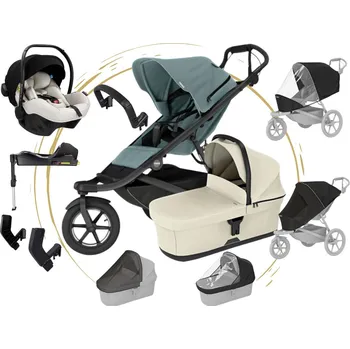 Kočárek Akční MAXI set Thule Urban Glide 3 s autosedačkou COSMO 2.0 Barva korbičky:: Soft Beige, Barva autosedačky:: Grey, Barva kočárku:: Mid Blue Magnetic