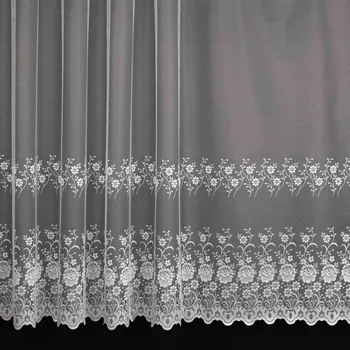 Záclona Žakárová záclona 9046/3ZB, květinový vzor, s bordurou, bílá, výška 140cm (v metráži)