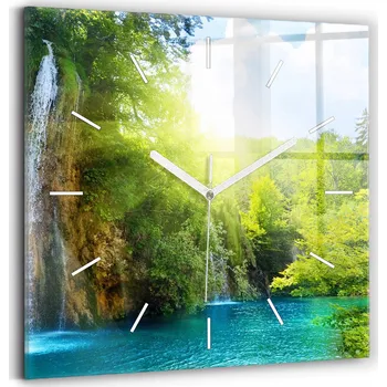 Hodiny Nástěnné hodiny Wallfluent, odstíny zelené, 30 cm