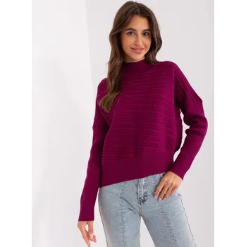 Dámský svetr Fuchsiový asymetrický svetr AT-SW-2368.36X-purple Velikost: ONE SIZE