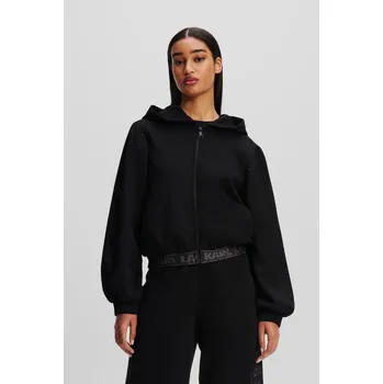 Dámská mikina MIKINA KARL LAGERFELD GLITTER LOGO TAPE ZIP UP BLACK