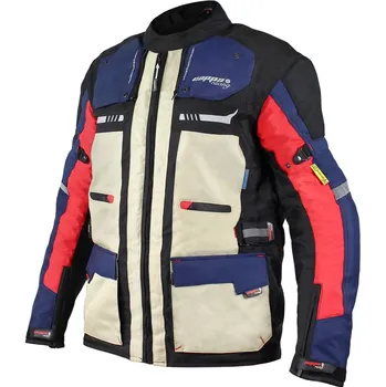 Moto bunda Bunda moto pánská MORENO textilní modrá/červená/béžová 2XL