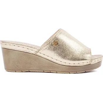 Dámské žabky Goodin Designové dámské zlaté nazouváky na klínku 38