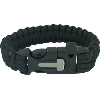 Vybavení pro přežití Survival náramek 4v1 Black Píšťalka/křesadlo/nožík/paracord-23cm - A.C.M.