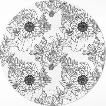 Koberec Kulatý Koberec Vinyl PVC průměr 50 cm Kreslené slunečnice krásné květiny vintage