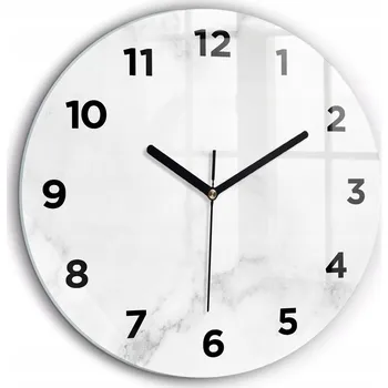 Hodiny Moderní skleněné nástěnné hodiny Elegantní mramor černé ručičky průměr 60 cm