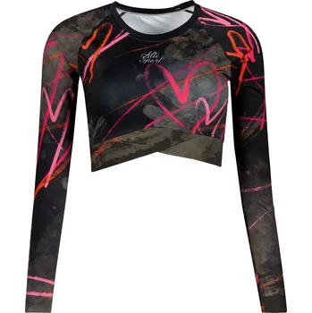 Dámský funkční crop top s dlouhým rukávem premium ALTISPORT VOJ/ALW082TR04 ČERNÁ XL