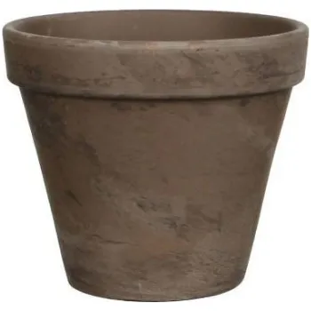 Květináč Terakotový kulatý květináč Mica STAN, průměr 13.5 cm, šedohnědý