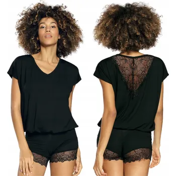 Dámské pyžamo Pyžamový komplet DKAREN TAMARA viskóza černá / M 38