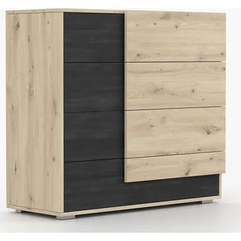 Ložnicová sestava Komoda 4S BAFRA - 46, Dub Artisan/Černá Norská