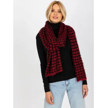 Šála Chlupatá pletená zimní šála - vínovo-černá -AT-SZ-3710.88 Velikost: ONE SIZE