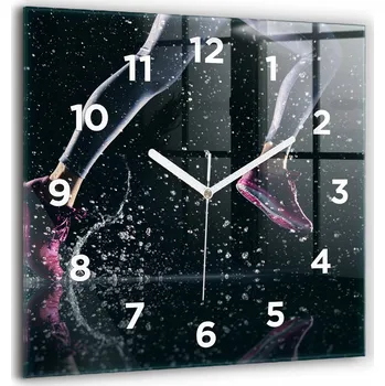 Hodiny Nástěnné čtvercové skleněné hodiny do kanceláře Zdravý životní styl a běh 60x60 cm