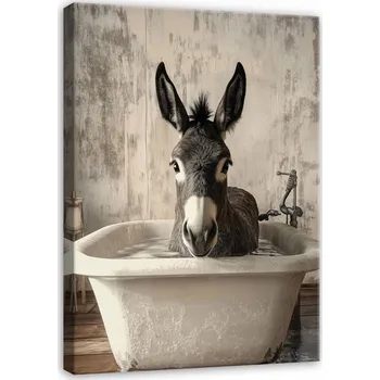 Obraz OBRAZ OSEL VE VANĚ ZVÍŘATA SVISLÝ DO KOUPELNY NA PLÁTNĚ NA ZEĎ 40x30