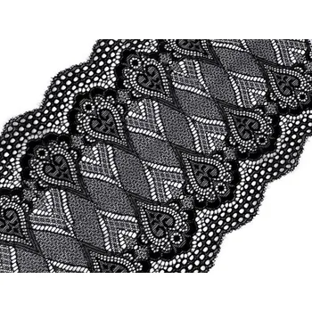 Krajka Elastická krajka / vsadka / běhoun šíře 18 cm METRÁŽ - 2 (18 cm) černá