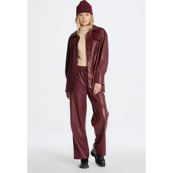 Dámské kalhoty KALHOTY GANT RELAXED FAUX LEATHER PULL ON PANTS PLUMPED RED