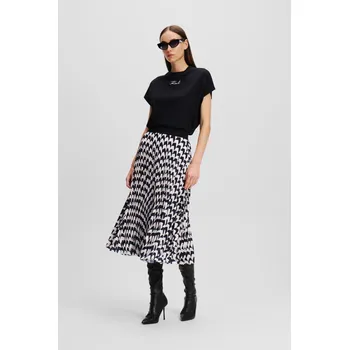 Dámská sukně SUKNĚ KARL LAGERFELD PLEATED SKIRT BLACK/WHITE/PINK CHEVRON