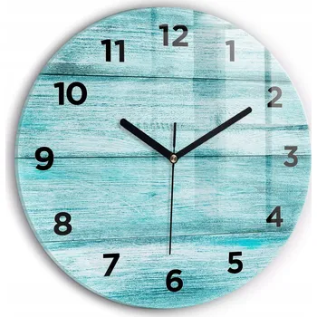 Hodiny Moderní skleněné hodiny s grafikou na zeď Modré staré dřevo fi30 cm
