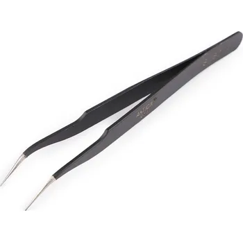Kosmetická pinzeta Kovová pinzeta s tenkou špičkou rovná, zahnutá, 13,5 cm, barva 2 černá zahnutá