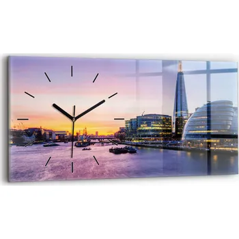 Obraz Moderní skleněné hodiny s grafikou na zeď horizontální 60x30 cm Pohled na Londýn