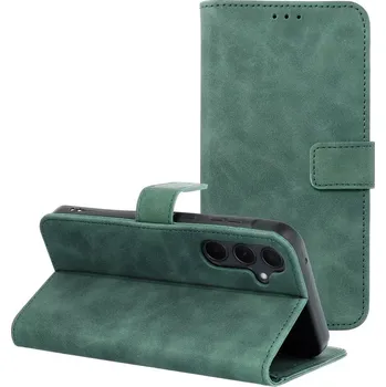 Pouzdro na mobilní telefon Flip pouzdro TENDER Book – Samsung Galaxy S24 FE, zelené (Flip pouzdro TENDER Book – zelené knížkové pouzdro z eko kůže pro Samsung Galaxy S24 FE s magnetickým zavíráním a kapsami)