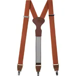 Avantgard Látkové šle Y s koženým středem a zapínáním na klipy - 35 mm - v dárkovém balení skořicová/hnědá, tmavě hnědá kůže 878-984163