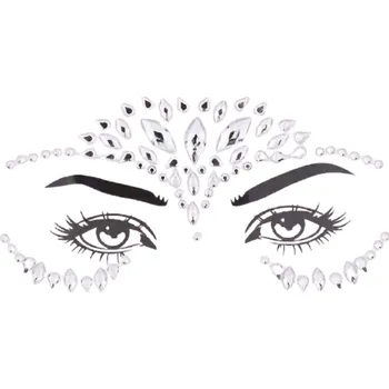 Karnevalový doplněk Kamínky na obličej - stříbrná