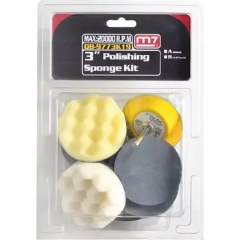 Brusný kotouč Sada lešticích kotoučů Mighty Seven M7 QB-9773K19A - podložka, 8ks houba, 10ks brusný papír, pro brusku QP-113 a QP-123