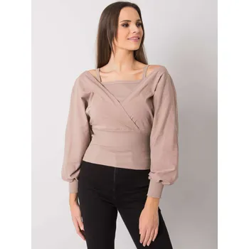 Dámské tričko Béžové dámské tričko s dlouhými řasenými rukávy RV-BZ-7311.02X-beige Velikost: S