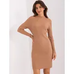 Hnědé žebrované úpletové šaty PM-SK-PM319.19-camel Velikost: M/L