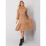Hnědé midi šaty s dlouhým rukávem -RV-SK-5832.18X-camel Velikost: L