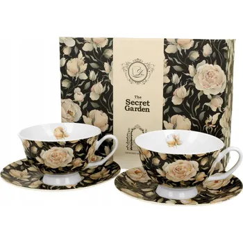 Stolování Porcelánový Šálek Duo English Roses, černý, 250 ml, 2 ks
