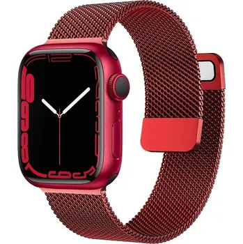 Řemínek na hodinky AW MILÁNSKÝ TAH pro Apple Watch - Magnetický - Červený Šířka uchycení řemínku: 38/40/41/42mm, Barva: Červený IR-AWMTH016