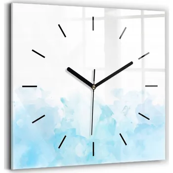 Hodiny Minimalistické Skleněné Nástěnné Hodiny s Vzorem Malované Skvrny 30x30 cm