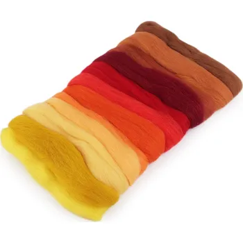 Nástroj na niť a příze Ovčí rouno sada 50 g česané Varianta: 6 mix, Balení: 1 sáček