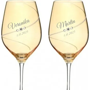 Sklenice Dekorant Svatební sklenice na bílé víno Silhouette City Amber s krystaly Swarovski 360 ml 2KS